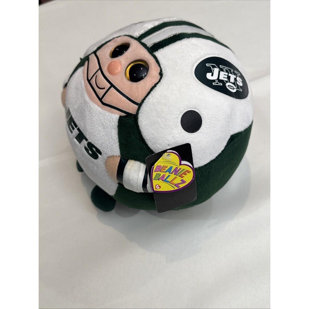 New York NY Jets Ty Plush Green White Fleece Round 2012 10" And 5” Plush RARE - Picture 4 of 5